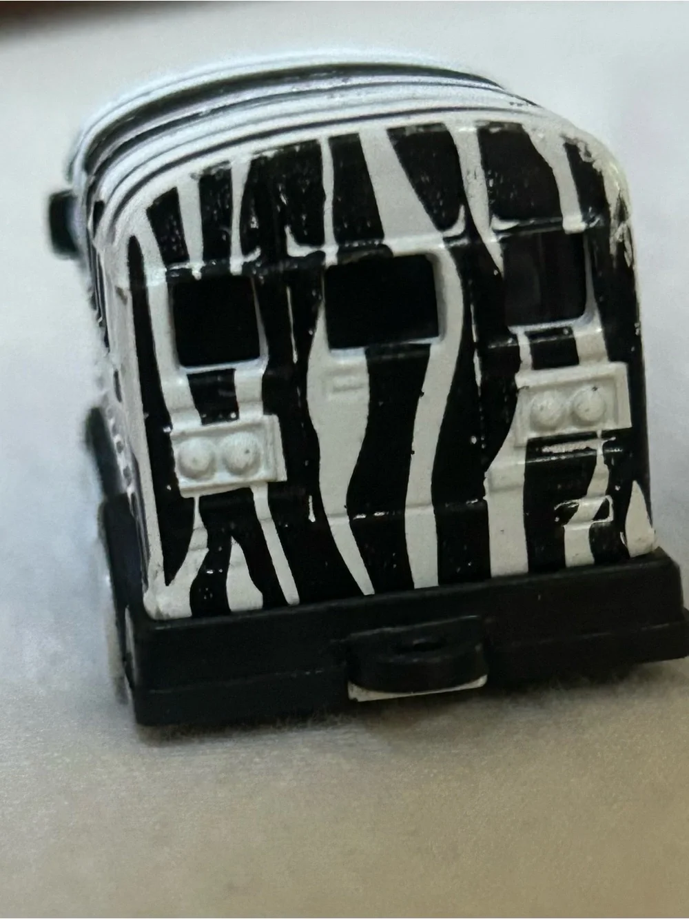 Loose ZoomZoo Zebra Print School Bus Mini Car Toy